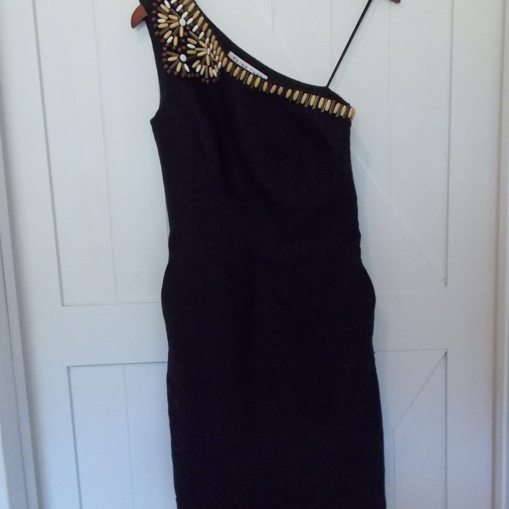 Trina Turk One Shoulder Embellished‎ Black Dress